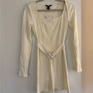 Forever 21 Cream Long Sleeve Dress